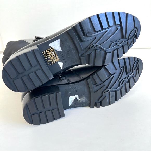 KARL LAGERFELD Paris Shay Leather Textile Chain Over-The-Knee Boots Sz 8 M NWOB - Picture 11 of 13